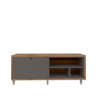 Manhattan Comfort 5LC3 Windsor 53.62 Modern Shoe Rack Bed Bench with Silicon Casters in Grey and Nature